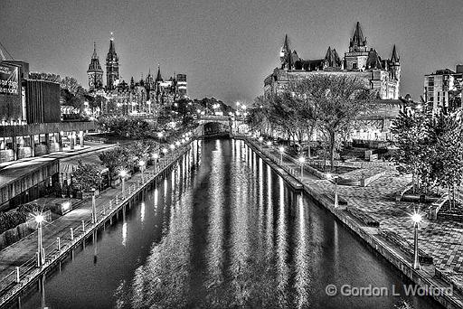 Rideau Canal Downtown Ottawa_P1110981-3BW.jpg - Photographed along the Rideau Canal Waterway at Ottawa, Ontario, Canada.